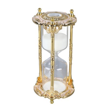 Antik Sand Timeglas Timer Metal Elegant 15 Minutter Dekorativt Timeglas til Bryllup Hjem Skrivebord Kontor Hvid Guld