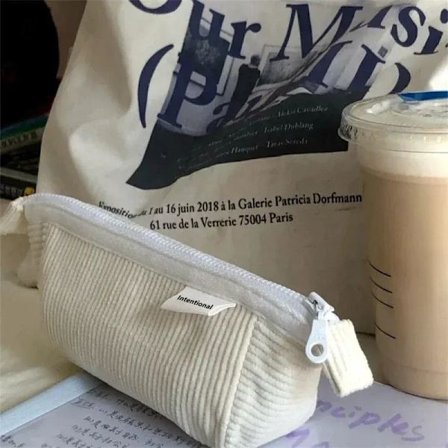 Sødt penalhus, dejlig tegneserie Korea-mode penalhus, vaskbart lærred med høj kapacitet, opbevaringstaske til kontorartikler