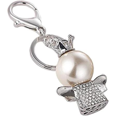 Charm Pearl Lille Engel Nøglering Legering Diamant Nøglering Taske Bil IC