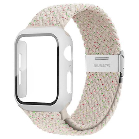 Punottu solosilmukka Apple Watch rannekkeelle 44mm 40mm 45mm 41mm 42mm 38mm case+ hihna Nylon joustava rannekoru Iwatch Serie 3 5 6 Se 7 8