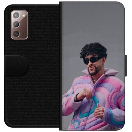 Kompatibel Tegnebogsetui til Samsung Galaxy Note20 Farverig illustration af et trist hjerte på stranden med palmer, delfiner og solnedgang i retrosk k