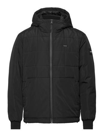 Quilted Jacket W. Hood Fôret Jakke Svart Calvin Klein*Betinget Tilbud