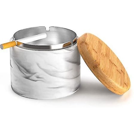 Keramisk Askkopp med Lock Vindtät för Hem eller Utomhus Svart