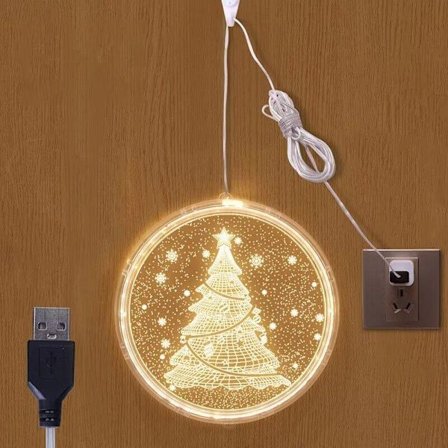 Julevindueslys Dekorationer, Juledekoration LED Lille Lanterne Hjem Dekoration Festlig Rum Arrangement (Juletræ) - USB Type