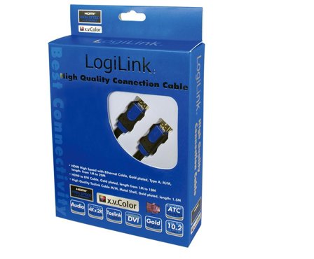 LogiLink HDMI-Kabel Anschl. 19pin St/St 1.00m sw 1