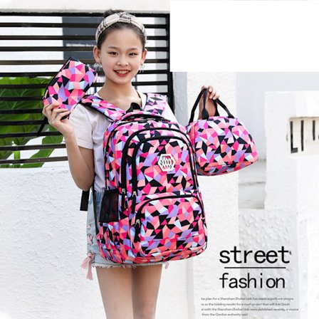 Naturlig fisk tredelt skoletaske til folkeskolen, drenge og piger