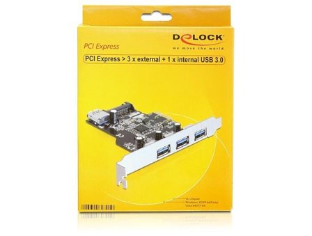 Delock PCI Express Card > 3 x external + 1 x internal USB 3.0 - USB-adapter - PCIe 2.0 - 4 porter