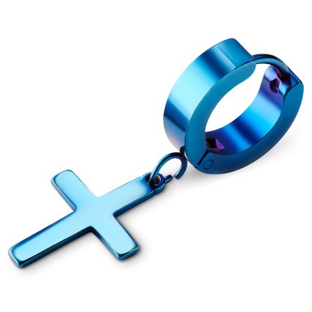 Blåt Kors & Hoop Ørering til mænd - Korsøreringe