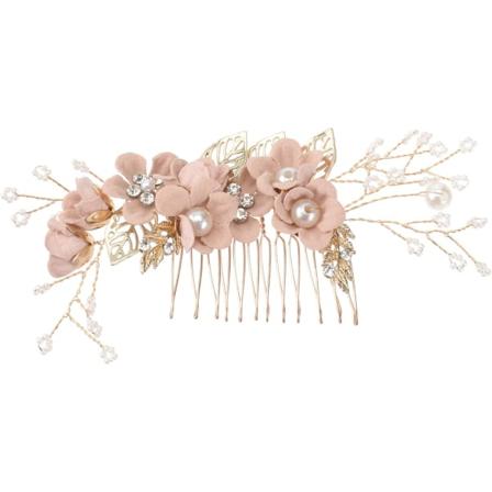 Bröllopshårkam Pärla Kristall Dekor Clip Pin Strass Blomma Bröllopshår Tillbehör för Brud Brudtärna Blå