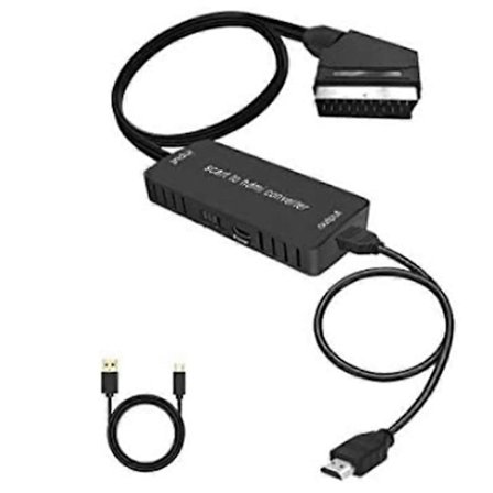 Scart - HDMI-muunnin Äänimuunnin Videokaapelisovitin Tukee 1080P HD -muunnossovitinta