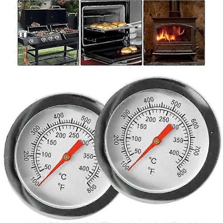 BBQ Grill Termometer 2-Pack 50-400°F, Rostfritt Stål Rök Termometer Vattentät Ugn Kött Matlagning (Fww)