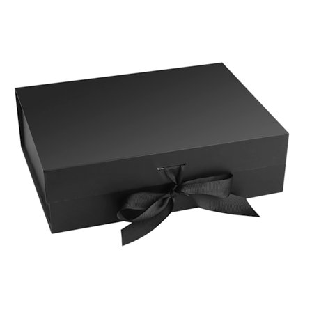 Sort gaveæske med bånd, magnetiske gaveæsker med låg, gaveemballage dekorativ æske, præsentationsæske til gaver