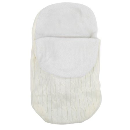 Nyfödd Baby Sovsäck Mjuk Varm Stickad Sovpåse Filt Barnvagnssäck Vit