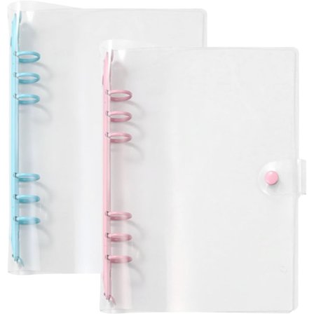 A5 Ringbind, 2-pak A5 Klar Vandafvisende PVC-Bind, 6-Ringe Blød Notesbogsbind Løse Blade Bindomslag, Genopfyldningsbar Notesbog Rund Ringbind