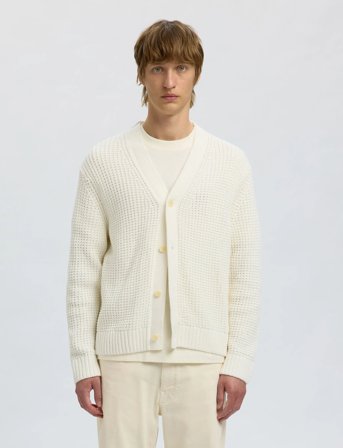 Selected Slhdereck Ls Knit Struc Relaxed Cardigan - Cream - XL