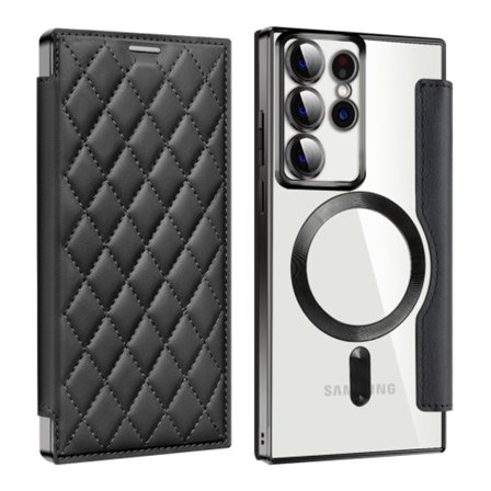 Samsung Galaxy S22 Ultra 5G Skal med MagSafe RFID Antistöld Rhombus Läder