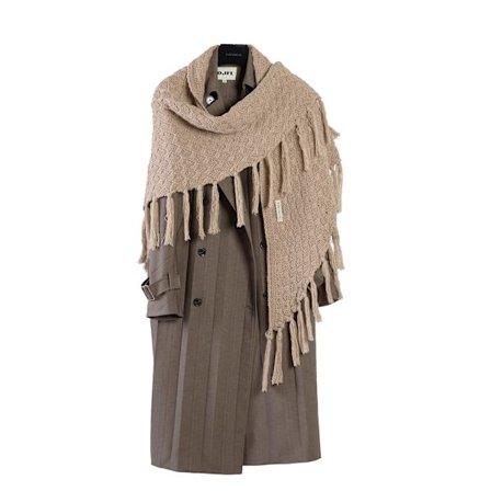 Naisten neulottu kolmiohuivi, jossa on hapsureunus - Lämmin ja monipuolinen kashmir-tyylinen syys-/talvihuivi - Paksu lämmin kaulahuivi