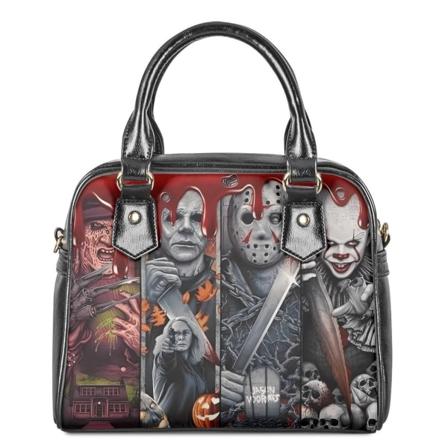 Halloween skräckfilmkaraktärer Printed Crossbody-väska för kvinnor Lyxigt läder Hot Axelväska Daglig fest Resehandväskor KBDB1804DL