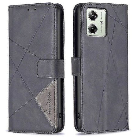 BINFEN COLOR BF05 Deksel til Motorola Moto G54 5G, preget lær stativ telefondeksel