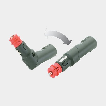 Fiche pour prise allume-cigare Pro Car, 12 / 24 V, 8 A, coudée, convient pour câble 2.5 mm², avec fusible intégré (8 A)