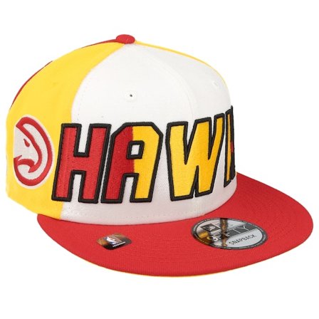 New Era - NBA Blanc snapback Casquette - Atlanta Hawks 9FIFTY NBA 23 Back Half White/Yellow/Red Snapback @ Hatstore