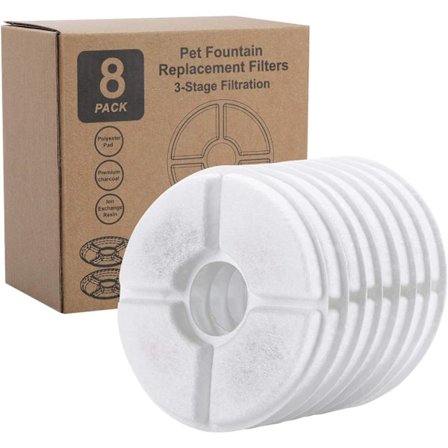 Vattenfontänfilter, fyrdubbel filtrering, 13 cm, 8-pack