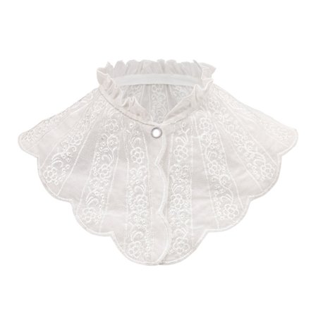 Løskrage for kvinner, avtakbare krager, hvit halv falsk skjorte, blusekrage med brodert blondekant, viktoriansk ståkrage, dickeykrage Ele