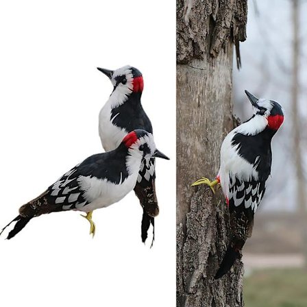 2 stk Realistiske Kunstige Fugle Hakkespett Hagefigur Dekor