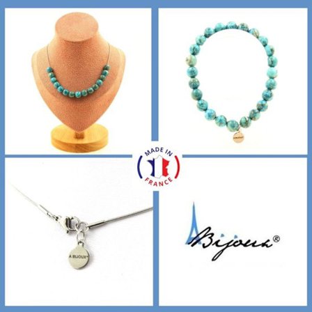 Stenar och mineraler. Smyckesset Armband Halsband 15 turkosa pärlor från Sydafrika 8 Anpassningsbar storlek.