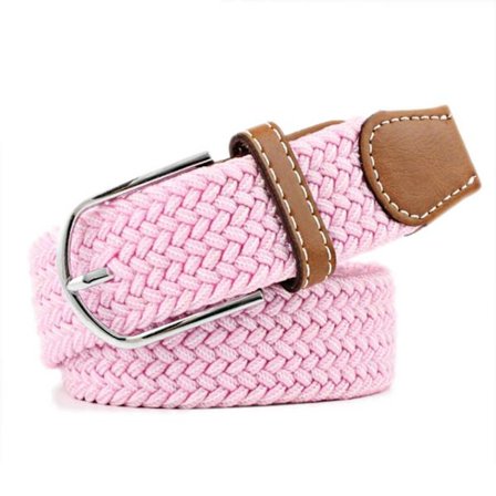 Bælte med stretch - Elastisk lærred stof skarp W26 -W36 Pink