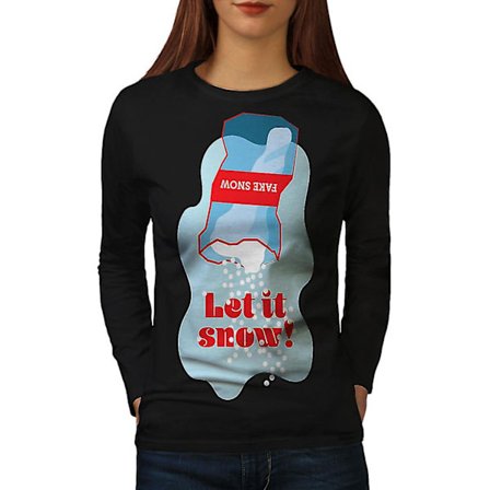 Låt det snöa jul, svart långärmad t-shirt för kvinnor