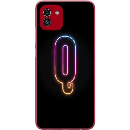 Kompatibel Mobilcover til Samsung Samsung Galaxy A03 Minimalistisk neonbogstav Q i lyse farver mod mørk baggrund