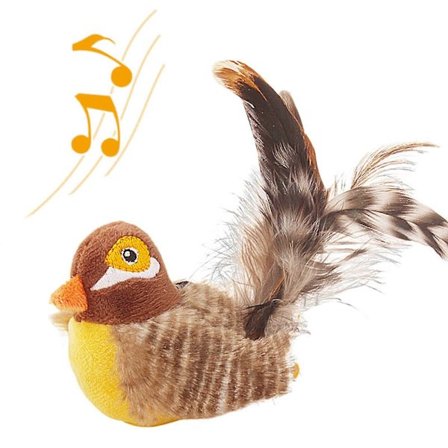 Flappande Fågel Sparv Katt Leksak Livsliknande Kvittrande Ljud Beröringsaktiverad Katt