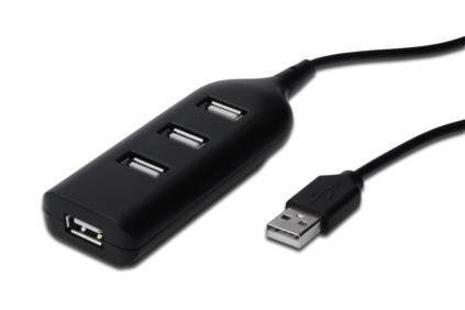 Digitus USB-HUB 4-Port, USB2.0, extern, schwarz