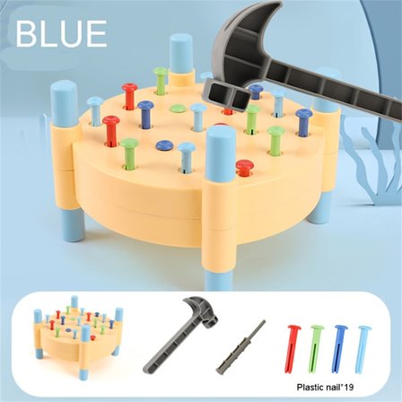 Hammar- och spik-leksak för barn, Utvecklar grovmotoriken, Byggsats i plast, Röd & Blå, Perfekt för förskolebarn, Idealisk för jul [YJD]