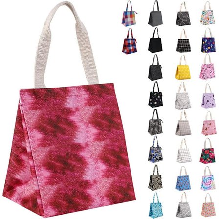 Isoleret madkasse til kvinder, holdbar, bred åbning, foldbar og bærbar madkasse med indvendige lommer, vandtæt, termisk køletaske til voksne, rød