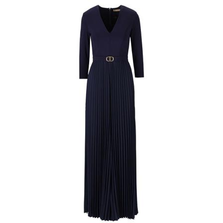 Twinset Long jumpsuit with pleats and logo Blå, Dame Buksedragter