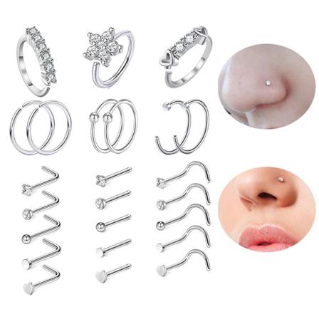 24 St/lot 20g Crystal Nose Rings Dam Nose Piercings Smycken H