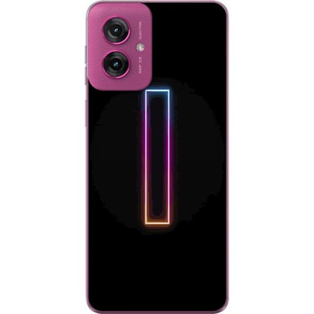 Kompatibel Mobilcover til Motorola Motorola Moto G55 Minimalistisk neonbogstav I i regnbuefarver mod mørk baggrund