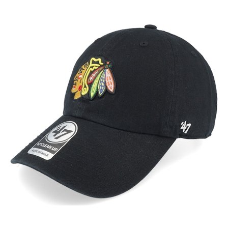 47 Brand - NHL Zwart adjustable Cap - Chicago Blackhawks Clean Up Black Adjustable @ Hatstore
