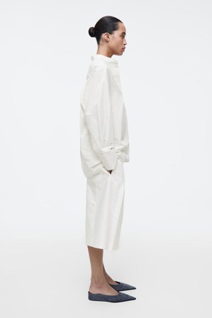 COS Bawełniana Koszula Z Kołnierzykiem Stójkowym in Biały