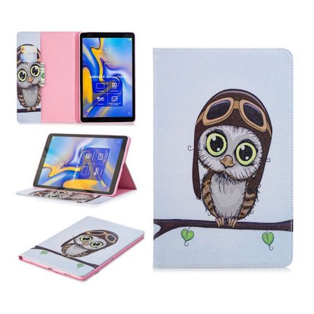 Samsung Galaxy Tab A 10.5 mönstrat flipfodral i läder - Vacker Uggla