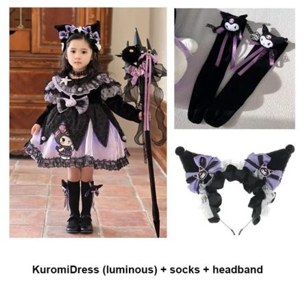 Anime Kawaii Sanrios My Melody Kuromi Lolita Barn Prinsessklänning Bekväm Söt Söt Tjej Tutu-kjol Toddler Födelsedagskläder Kuromi 21 110 cm