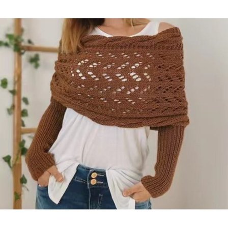 Generisk Sjal med Ærmer Kvinder Kabel Wrap Strikket Trøje Sjal med Ærmer til Kvinder Sjal med Ærmer Hæklet Multifunktionelt Sjal Trøje
