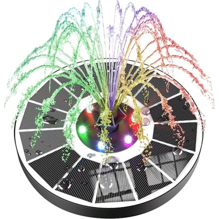 Lavpris Kampagne! Fontæne - Solar Fontæne / Vandfunktion Fontæne Solcelle - 16cm Sort Sort Sort Sort (med Farvede Lys)