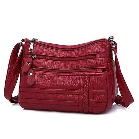 Håndtaske Annmouler Fashion Dametaske Pu Blødt Læder Skuldertaske Flerlags Crossbody Taske Kvalitet Lille Taske Mærke Rød Håndtaske Punge(crossbody 