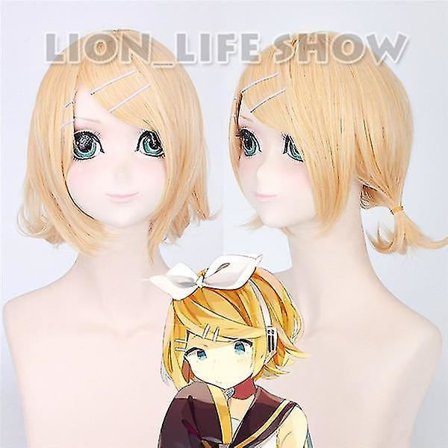 Cosplay Rin Len Pu Uniformer Outfits Cosplay Kostym Peruk Rin wig