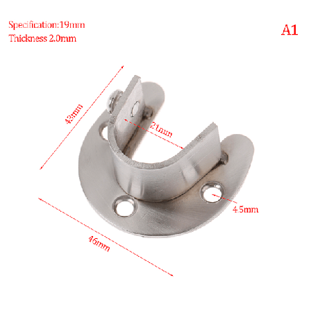 19/22/25/32 mm garderobebeslag rustfrit stål stangfatningsflang