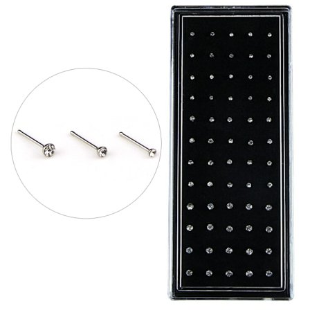 60 STK/ Set Strass Nose Ring Ben Stud Rostfritt stål