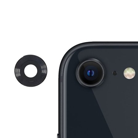 iPhone SE (2022) / SE 2020 metall + kameralinsskydd av härdat glas - Svart